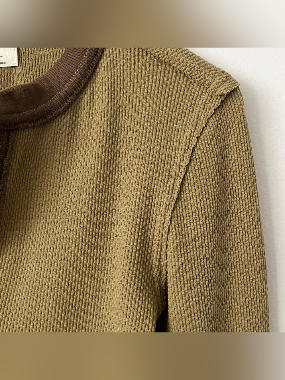 We The Free Women's Mikah Thermal Waffle Knit Top Knit Cuff Army Green XS Boho - Picture 6 of 10